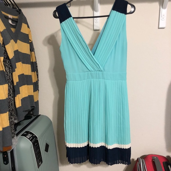 Umgee Pleated Deep-V Dress - Picture 2 of 3